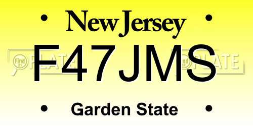 F47JMS New Jersey License Plate