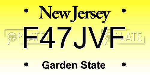 F47JVF New Jersey License Plate