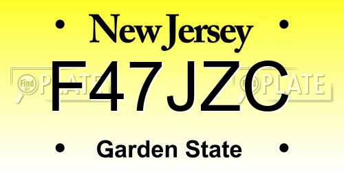 F47JZC New Jersey License Plate