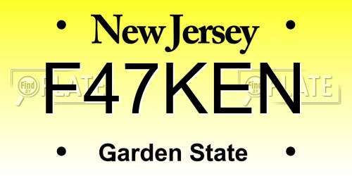 F47KEN New Jersey License Plate