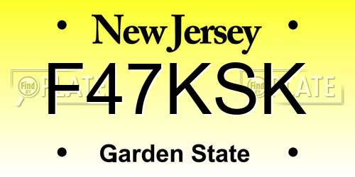 F47KSK New Jersey License Plate