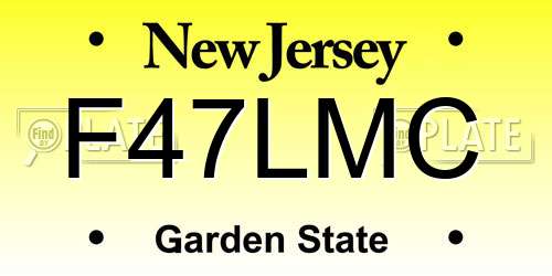 F47LMC New Jersey License Plate