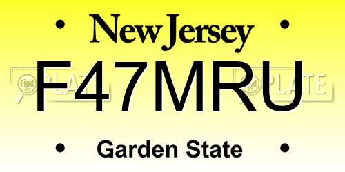 F47MRU New Jersey License Plate