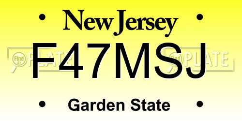 F47MSJ New Jersey License Plate