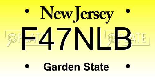 F47NLB New Jersey License Plate