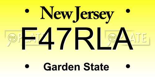 F47RLA New Jersey License Plate