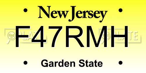 F47RMH New Jersey License Plate