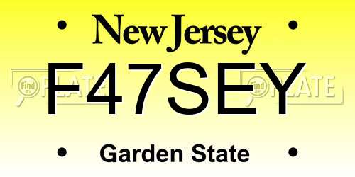 F47SEY New Jersey License Plate