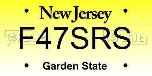 F47SRS New Jersey License Plate