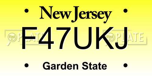 F47UKJ New Jersey License Plate