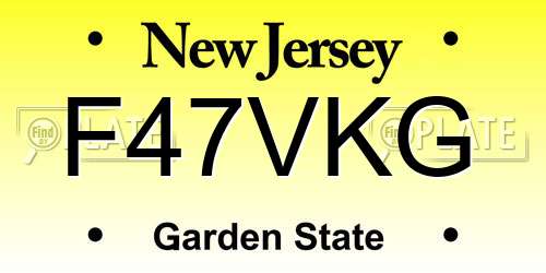 F47VKG New Jersey License Plate