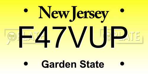 F47VUP New Jersey License Plate