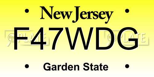 F47WDG New Jersey License Plate