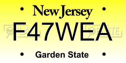 F47WEA New Jersey License Plate