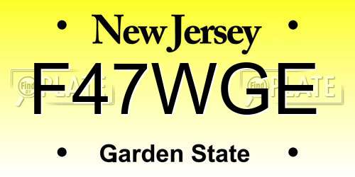 F47WGE New Jersey License Plate