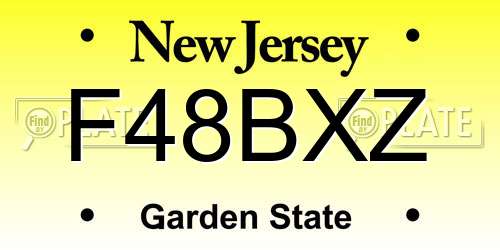 F48BXZ New Jersey License Plate