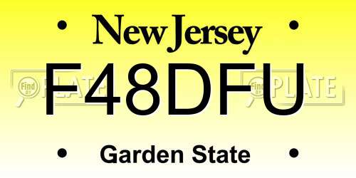 F48DFU New Jersey License Plate
