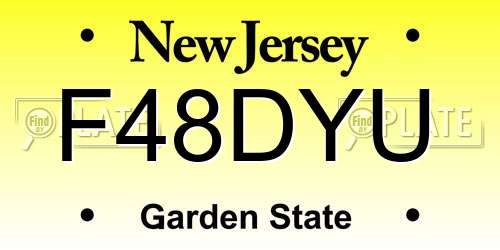 F48DYU New Jersey License Plate