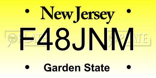 F48JNM New Jersey License Plate
