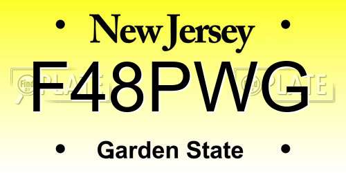 F48PWG New Jersey License Plate
