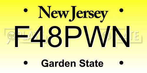 F48PWN New Jersey License Plate