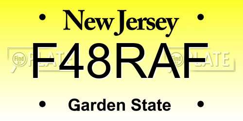 F48RAF New Jersey License Plate