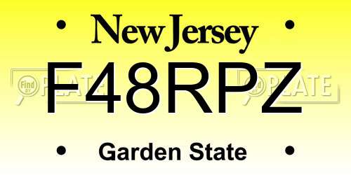 F48RPZ New Jersey License Plate
