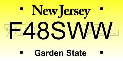F48SWW New Jersey License Plate