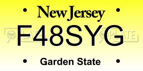 F48SYG New Jersey License Plate