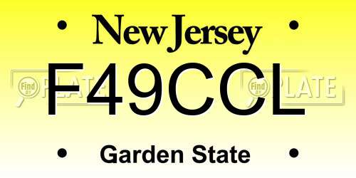 F49CCL New Jersey License Plate