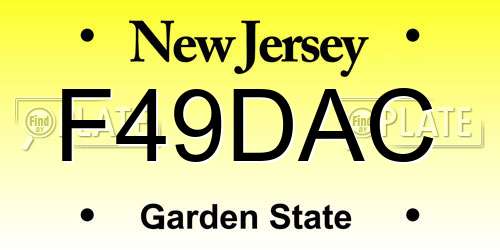 F49DAC New Jersey License Plate