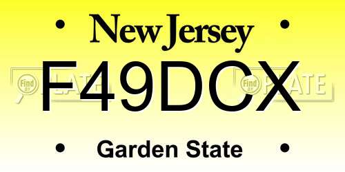 F49DCX New Jersey License Plate