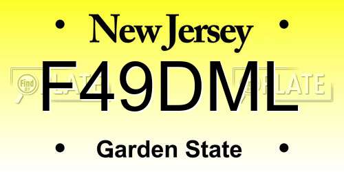 F49DML New Jersey License Plate
