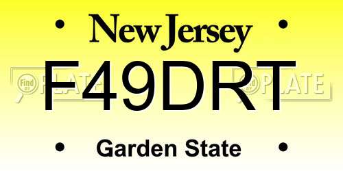 F49DRT New Jersey License Plate