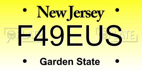 F49EUS New Jersey License Plate