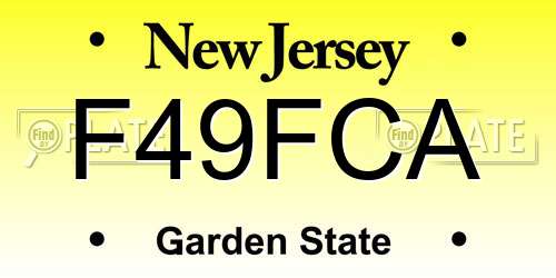 F49FCA New Jersey License Plate