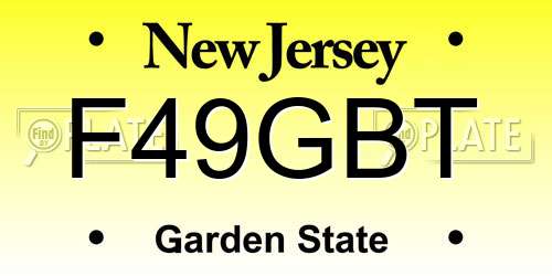 F49GBT New Jersey License Plate