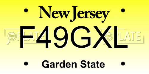 F49GXL New Jersey License Plate
