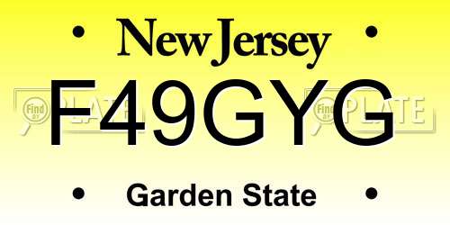 F49GYG New Jersey License Plate