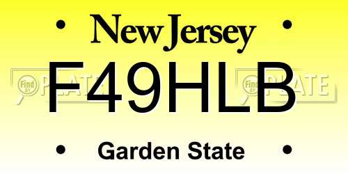 F49HLB New Jersey License Plate