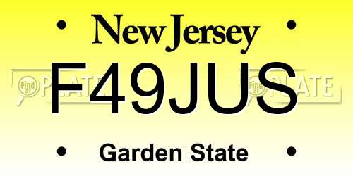 F49JUS New Jersey License Plate