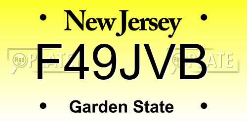 F49JVB New Jersey License Plate