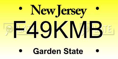 F49KMB New Jersey License Plate