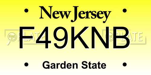 F49KNB New Jersey License Plate