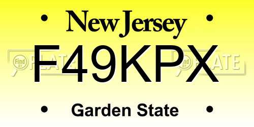 F49KPX New Jersey License Plate