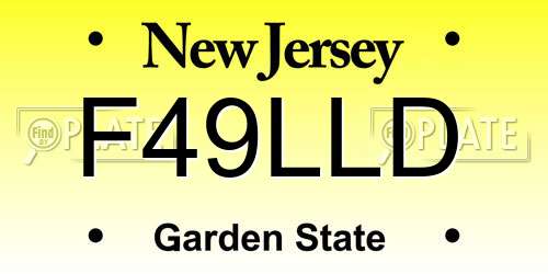 F49LLD New Jersey License Plate