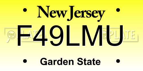 F49LMU New Jersey License Plate