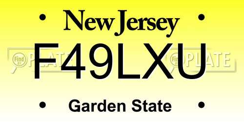 F49LXU New Jersey License Plate