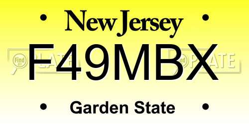 F49MBX New Jersey License Plate