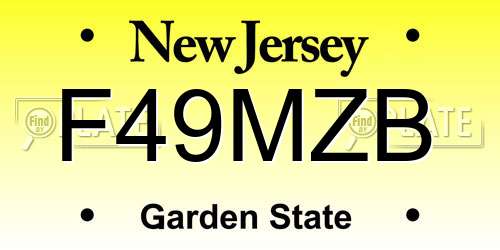 F49MZB New Jersey License Plate